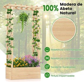Floreira elevada em madeira de abeto com treliça 78 x 36 x 152 cm, tampa suspensa, 2 orifícios de drenagem e 2 painéis para jardim, terraço ou pátio N