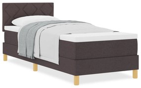Cama Box Spring com Colchão Castanho Escuro 80x200 cm Tecido
