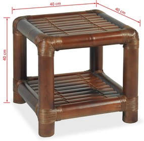 Mesa de cabeceira 40x40x40 cm em bambu castanho escuro