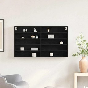 Armário Vitrine Preto Carvalho 100x15x58 cm Madeira Engenharia