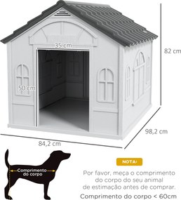 PawHut Casa para Cães 84,2x98,2x82 cm Casa para Cães com Janelas e Tet