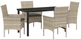 Conjunto de Jantar de Jardim de 5 Peças da com Almofadas Cinza Claro e