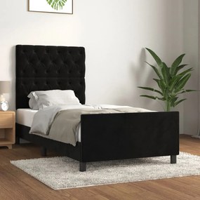 Estrutura de cama c/ cabeceira 80x200 cm veludo preto