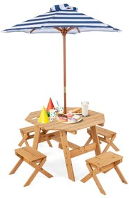 Caixa de areia infantil de madeira com cobertura e design de tenda