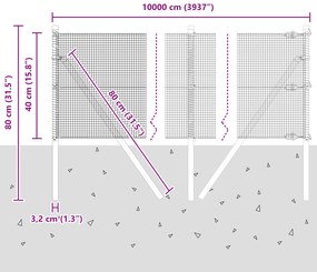 Cerca de Arame Soldado com 13 Postes Verde 0,4x100 m Aço