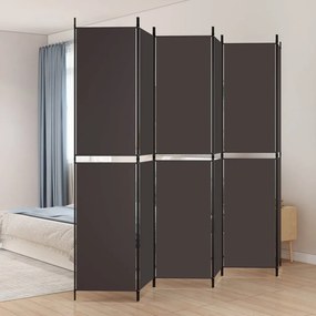 vidaXL Divisória/biombo com 6 painéis 300x220 cm tecido castanho