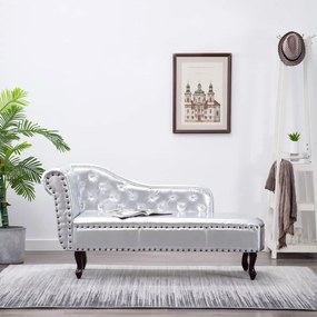 vidaXL Chaise longue couro artificial prateado