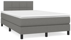 Cama boxspring com colchão 120x190 cm tecido cinzento-escuro