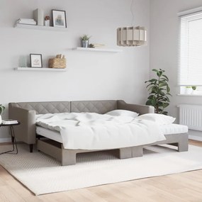 vidaXL Sofá-cama + gavetão/colchões 100x200cm tecido cinza-acastanhado