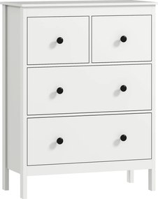 HOMCOM Cômoda com 4 gavetas, para roupas e roupa de cama, sala de estar, quarto, corredor, painel de partículas, branco | Aosom Portugal