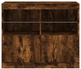 Aparador com luzes LED 81x37x67 cm carvalho fumado