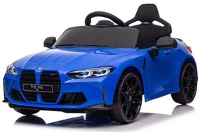 Carro elétrico infantil BMW M4, 12 volt, módulo de música, banco de couro, pneus de borracha Azul