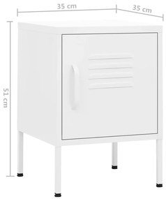 Mesas de cabeceira 2 pcs 35x35x51 cm aço cor branco