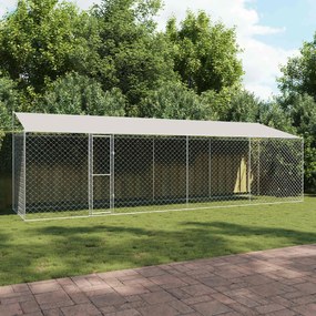 vidaXL Jaula para cão Prateado 800 x 200 x 256 cm Aço Galvanizado