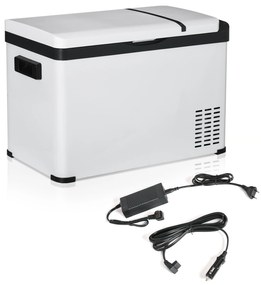 Outsunny Geleira de Compressor 30L Geleira Portátil de Carro CC 12V/24V e CA 110-240V até -22 ℃ com Tela Tátil e Alças para Barco Caminhão 61x32x40cm Branco