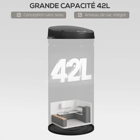 Caixote do lixo automático para cozinha de 42 L em aço inoxidável, com tampa de fecho suave, 30,5 x 30,5 x 68 cm, preto