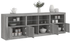 vidaXL Aparador com luzes LED 202x37x67 cm cinzento sonoma