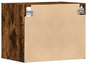 Mesa de cabeceira de parede com luzes LED carvalho fumado