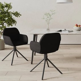vidaXL Cadeiras de jantar giratórias 2 pcs veludo preto