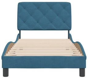 Estrutura de cama com cabeceira 90x200 cm veludo azul