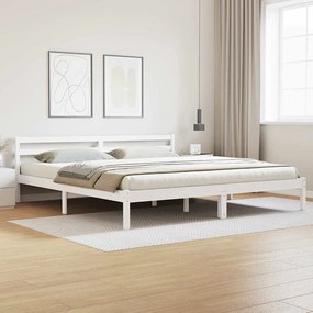 Cama vidaXL com Cabeceira Branca 200x220 cm Madeira Sólida Pinus