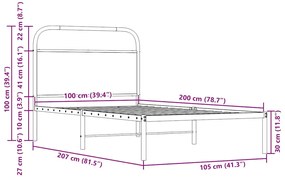 Estrutura cama s/ colchão derivados de madeira carvalho sonoma