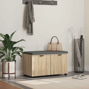 vidaXL Banco de Hall com almofada Carvalho Sonoma 80 x 46 x 46 cm