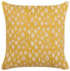 Almofada decorativa com padrão folhas amarelo 45 x 45 cm GINNALA Beliani