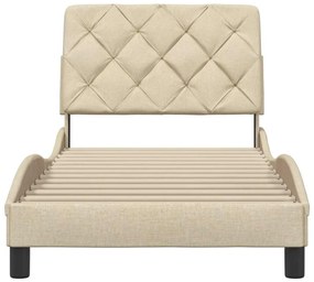 Estrutura de cama sem colchão 90x200 cm tecido creme