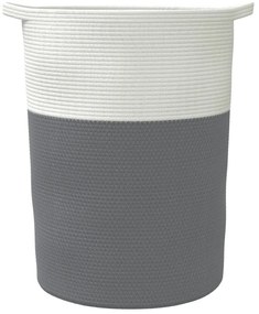 Cesto de arrumação Ø49x65 cm algodão cinzento e branco