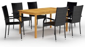 vidaXL 7 pcs conjunto de jantar para jardim preto