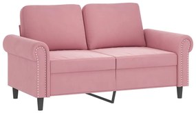 Sofá 2 lug. c/ almofadas decorativas 120 cm veludo rosa