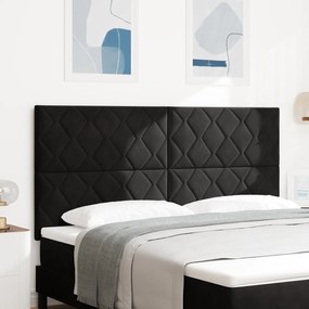 Cabeceira Design Blocos de Diamante Preta 180 cm Veludo
