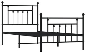 Estrutura de cama com cabeceira e pés 90x200 cm metal preto