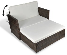 Sofá de jardim em vime PE castanho