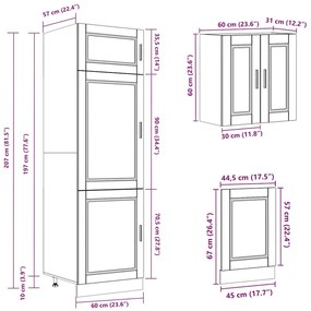 8 peças armário de cozinha conjunto Kalmar branco brilhante