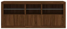 Aparador com luzes LED 162x37x67 cm carvalho castanho