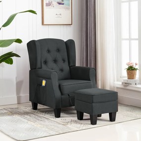 320162 vidaXL Poltrona de massagens com apoio de pés tecido cinzento-escuro