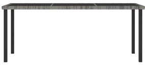 Mesa de jantar para jardim 180x70x73 cm vime PE cinzento