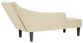 Chaise lounge com tecido creme para apoio de braço direito