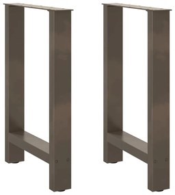 Pés para mesa de jantar em aço natural, 2 peças, 50x(72-73) cm, aço