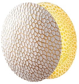 Candeeiro de Parede Yosma - Branco e Dourado - 21cm x 21cm x 15cm