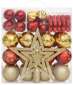 70 pcs conjunto de enfeites de Natal dourado e vermelho