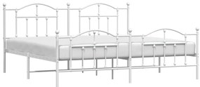 Estrutura de cama com cabeceira e pés 193x203 cm metal branco