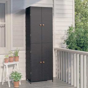 319872 vidaXL Armário de arrumação p/ jardim 59x40x180 cm vime PE preto