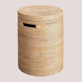 Cesto Para Roupa Redondo Ø30 Cm Em Rattan Guacui Natural - Sklum