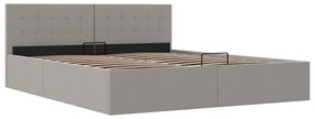Cama hidráulica c/ arrumação 160x200 cm tecido cinzento-claro