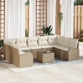 Conjunto de Sofá de Jardim vidaXL de 10 Peças com Almofadas de Rattan