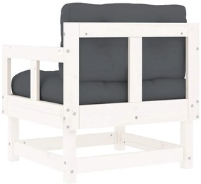 Cadeiras de jardim c/ almofadões 2 pcs pinho maciço branco