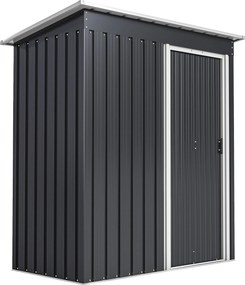 Outsunny Abrigo de Jardim Exterior 1,5 m² 163x89x182 cm Abrigo Metálico para Ferramentas com Porta de Correr e Teto Inclinado Preto | Aosom Portugal